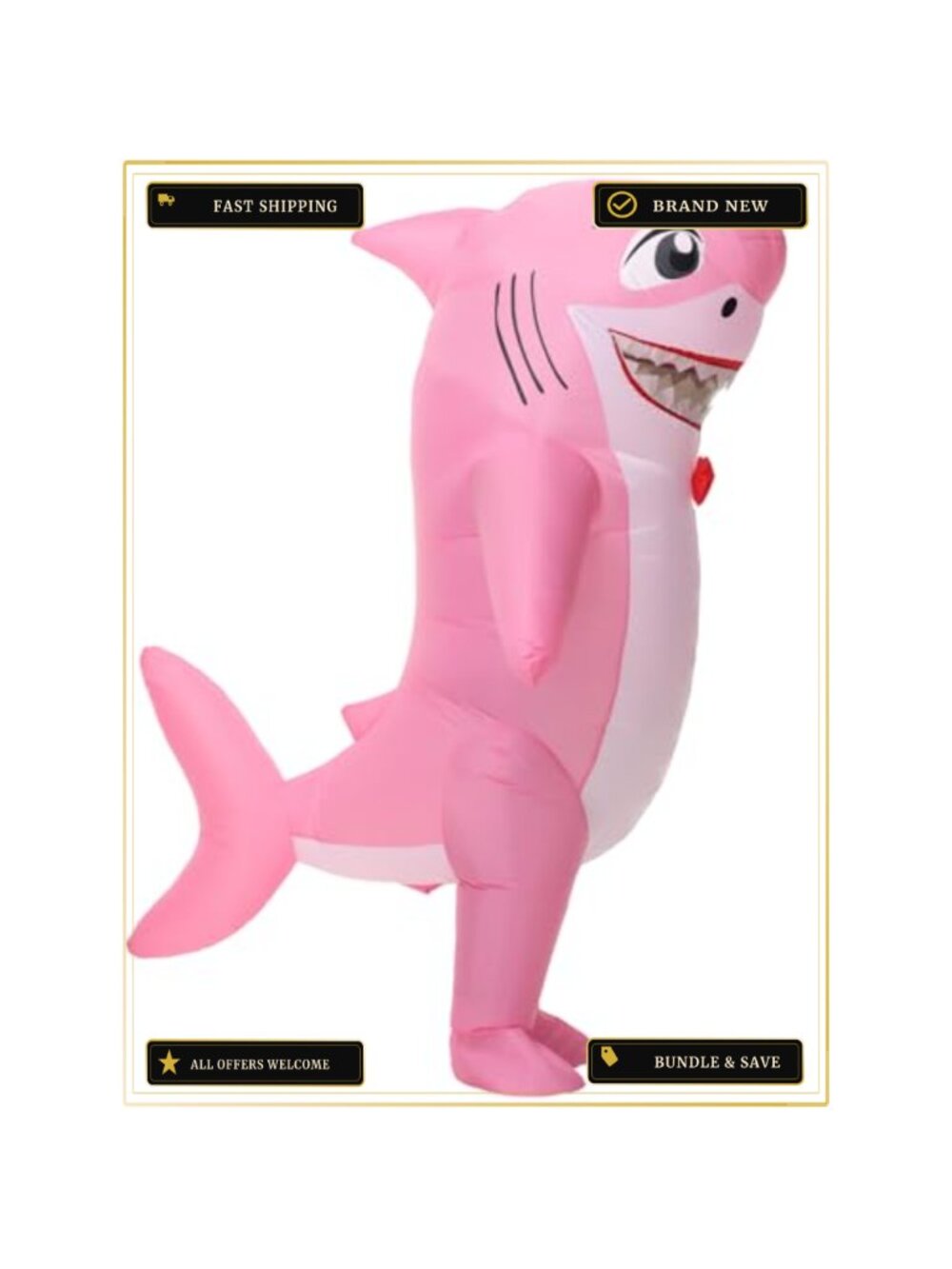Inflatable Shark Costume Adult Blow Up Animal Suit Cosplay Halloween One Size